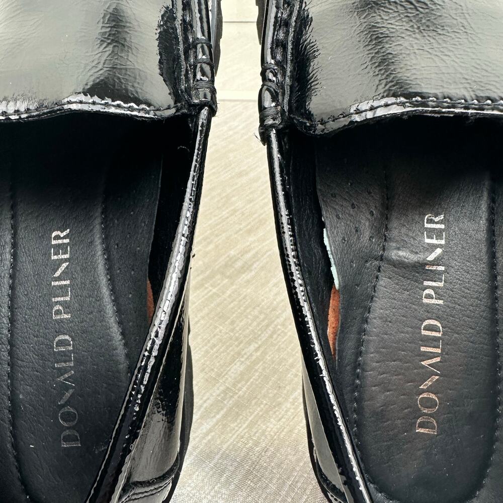 Donald Pliner Women Black Patent Lug Sole Loafers Slip On Size 6 - Picture 7 of 12